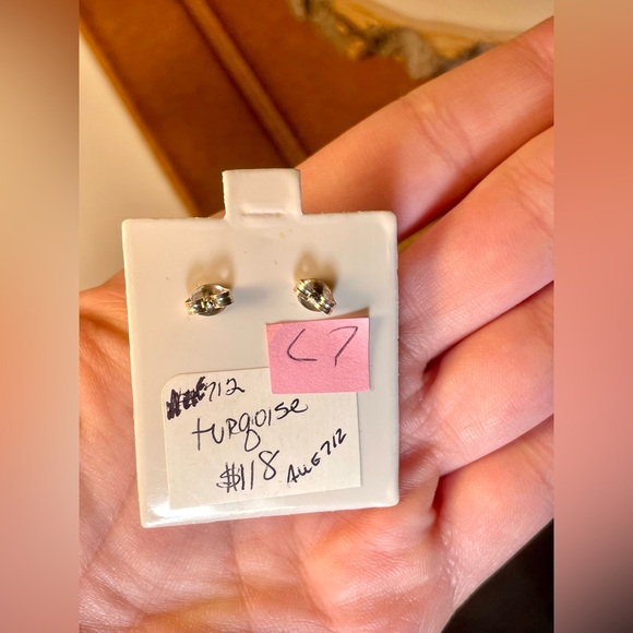 New Vintage Genuine Sleeping Beauty Turquoise Artisan Sterling Silver Earrings - Picture 9 of 11